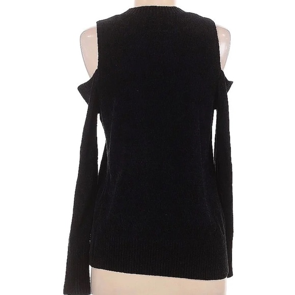 LOFT Black Chenille Cold Shoulder Sweater - Picture 3 of 4